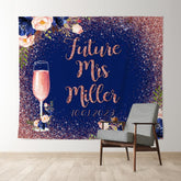 Lofaris Rose Gold Navy Blue Floral Adorable Bridal Shower Backdrop